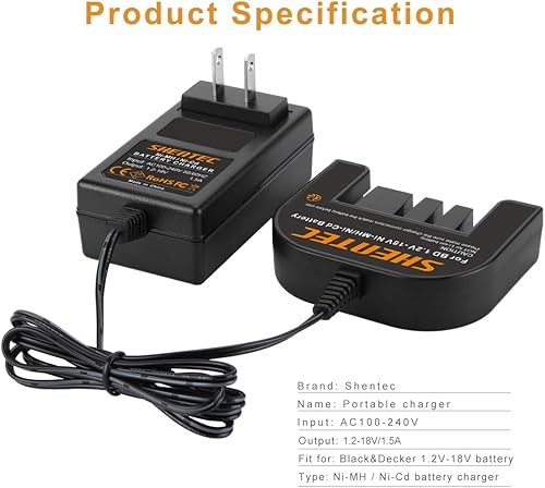 Miniatura 2 de Shentec Cargador de batería de 12 V-18 V compatible con baterías Black and Decker de 72 V 96 V 12 V 144 V 18 V Ni-MHNi-Cd Slide Style