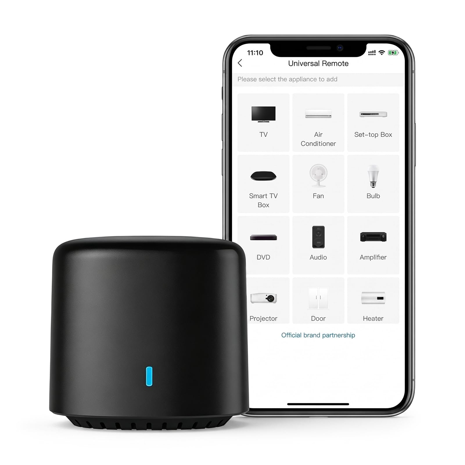 Mando a distancia inteligente IR para Alexa y Asistente de Google, concentrador de control remoto Wi-Fi para TV, ventilador AC, funciona con BROADLINK RM4 para MINI, Negro
