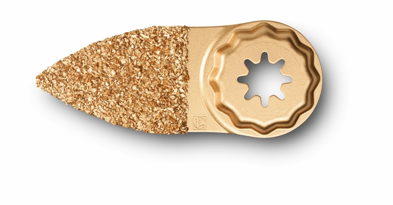 FEIN Raspa in Metallo Duro, Attacco Starlock Plus, per lavorazione di Stucco, Collante, Muratura, Legno, Forma a dito, rivestimento su entrambi i lati.