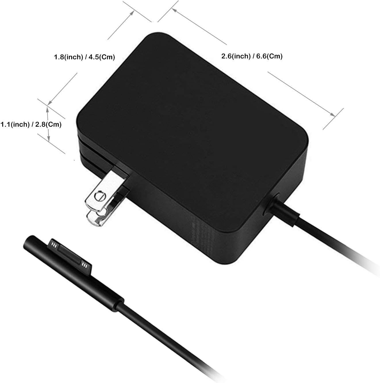 BatPower 15V 1.6A Surface Charger 24W Compatible with Microsoft Surface Go Surface Pro X 7 6 5 4 3 Tablet Surface Laptop Power Supply 24W 1735 ac Adapter.