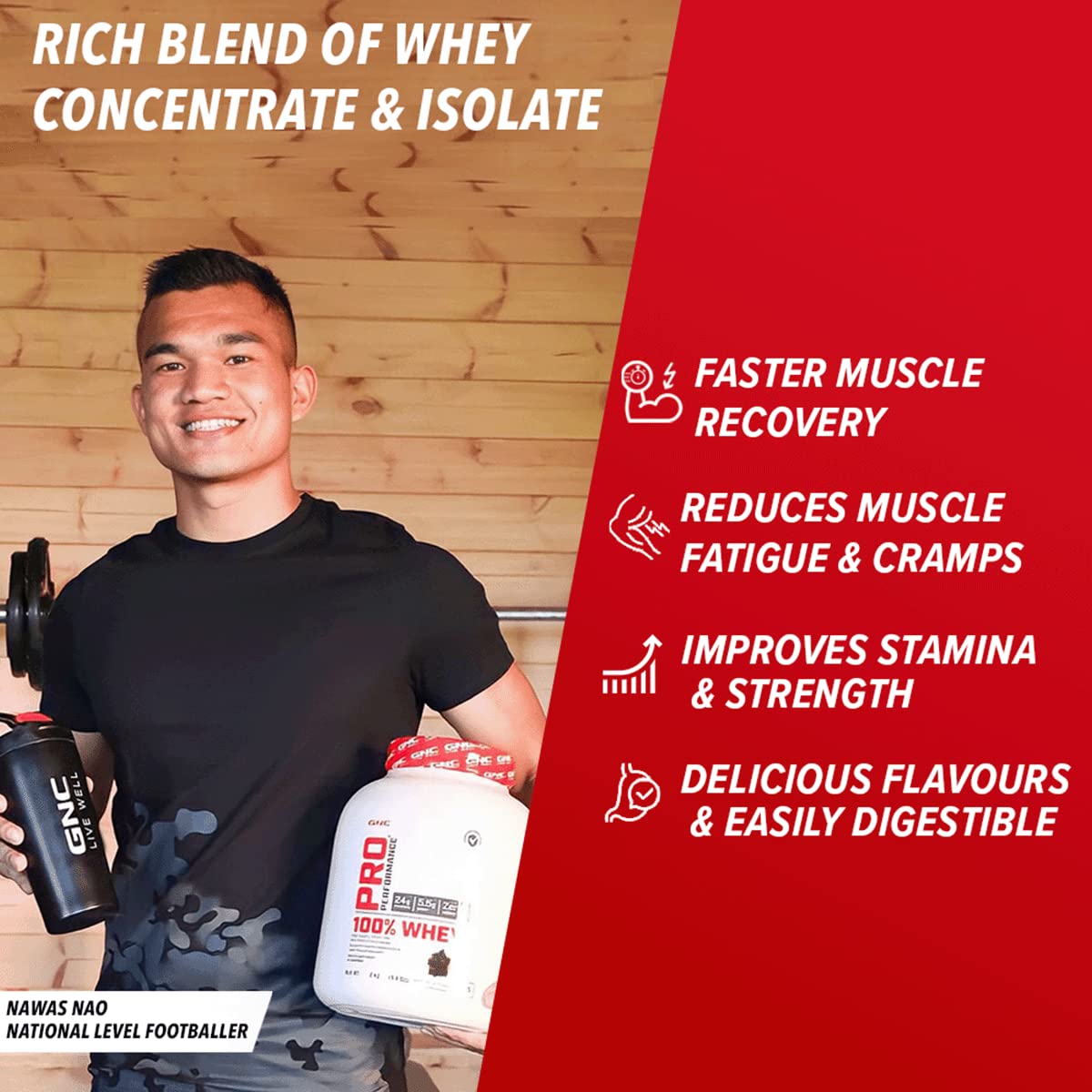 GNC Pro Performance 100% Whey Protein Powder | 35 Gm | 1 Serving | Boosts Strength & Endurance | Builds Lean Muscles | Fastens Muscle Recovery | 24g Protein | 5.5g BCAA | Chocolate Fudge — Amazon image 2
