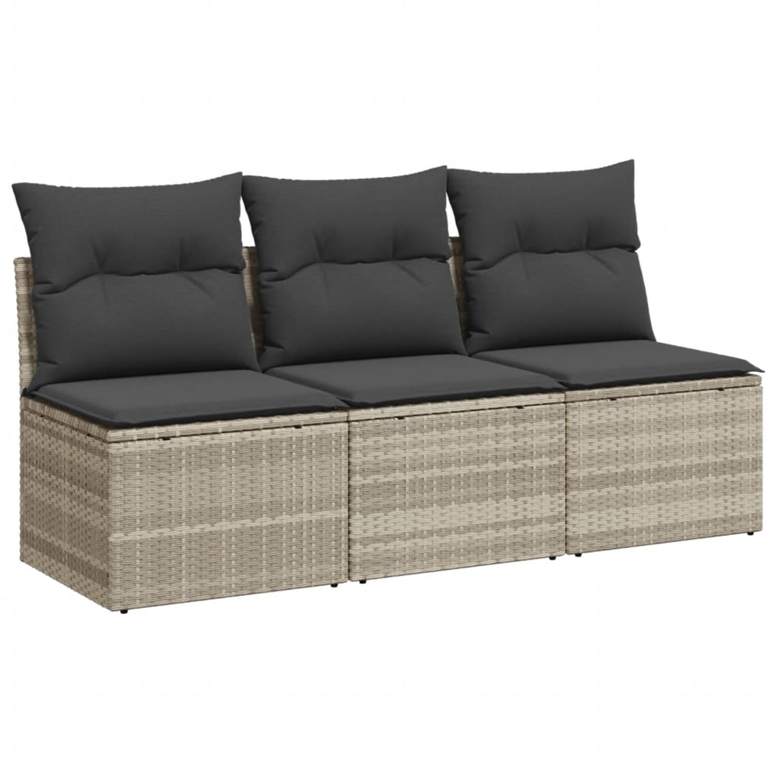 Divano da Giardino con Cuscini 3 Posti Grigio Chiaro Polyrattan,Divano da Giardino da Esterno,Divani da Giardino,Arredamento da Giardino-366194