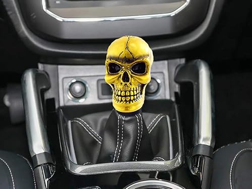 Vista 53 de Lunsom Pomo de palanca de cambios de resina, con cabeza de palanca de cambios de calavera para transmisión de automóvil, se adapta a la mayoría