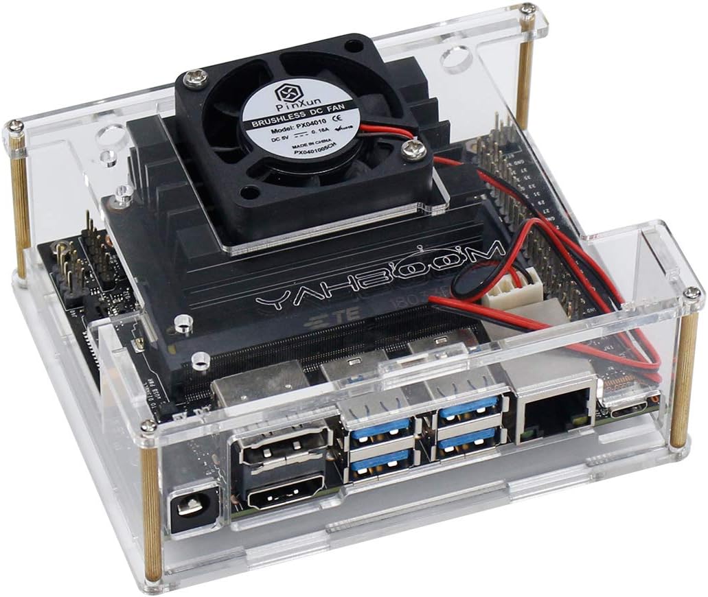 Yahboom Acrylic Case for NVIDIA Jetson Nano Compatible with 4GB (B01 & A02) & 2GB with Cooling Fan and Camera Case