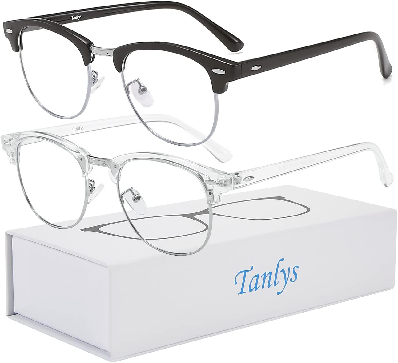 Tanlys 2 Pack Blue Light Blocking Glasses for Computer Eye Strain [Dry Eye & Sour Eye], Anti UV Reduce Headache Stylish