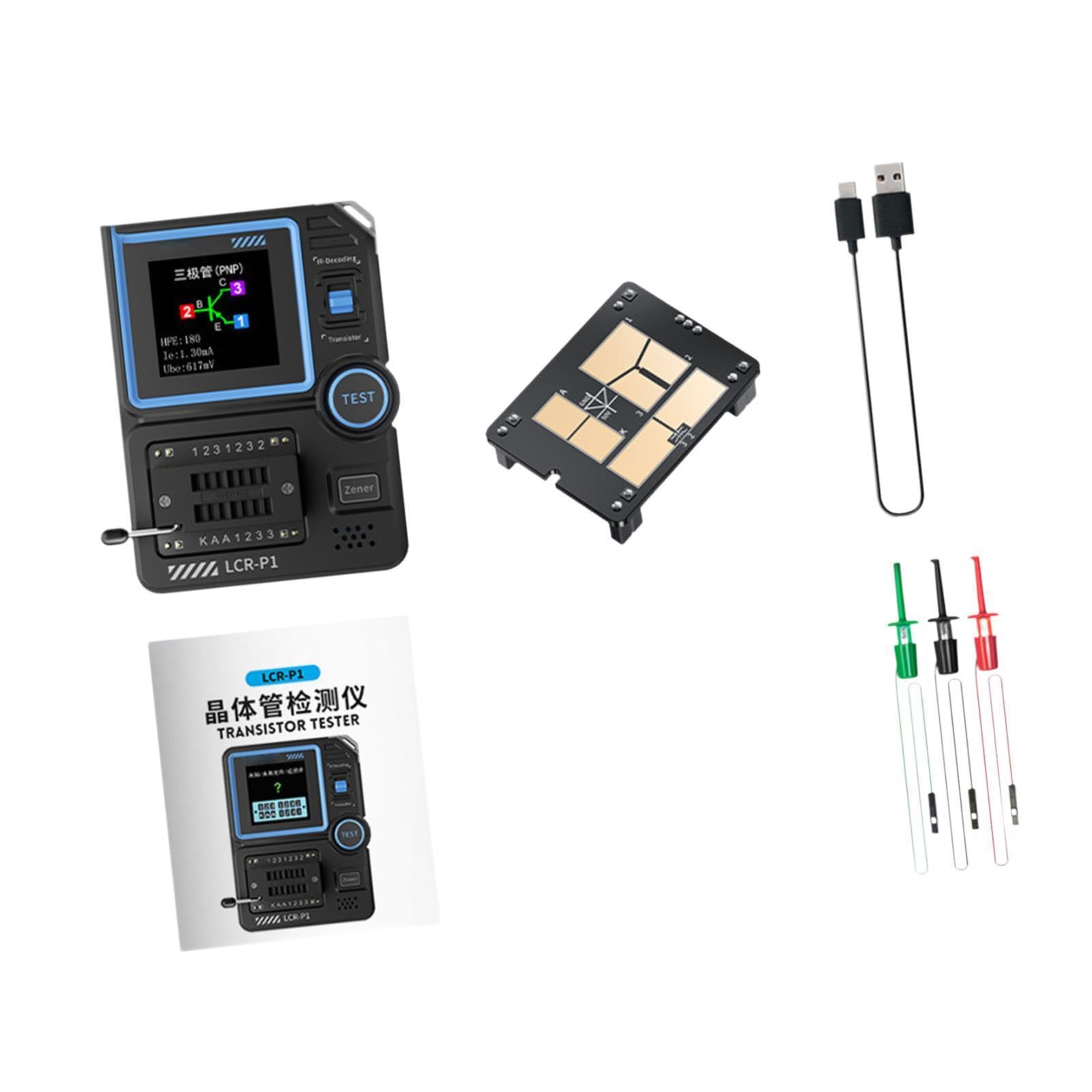 Kit tester per transistor portatile con display a colori che misura vari componenti in modo efficiente sia per hobbisti che per professionisti Kit tester per transistor Componente elettronico
