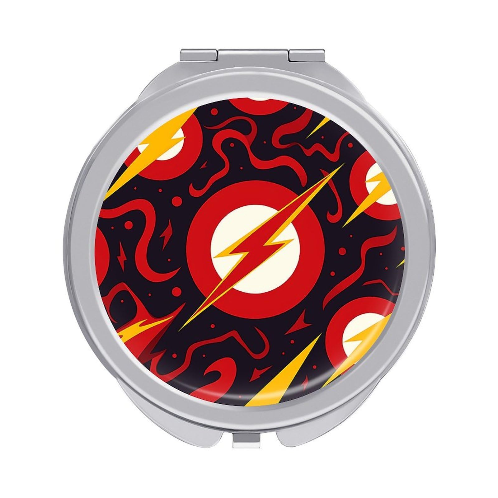 JTREHY Red Glitter Pattern Makeup Mirror Silver Mirror Surface Folding Makeups Mirrors Lightweight Durable Looking Glass for Suitable Traveling Handbag and Purses