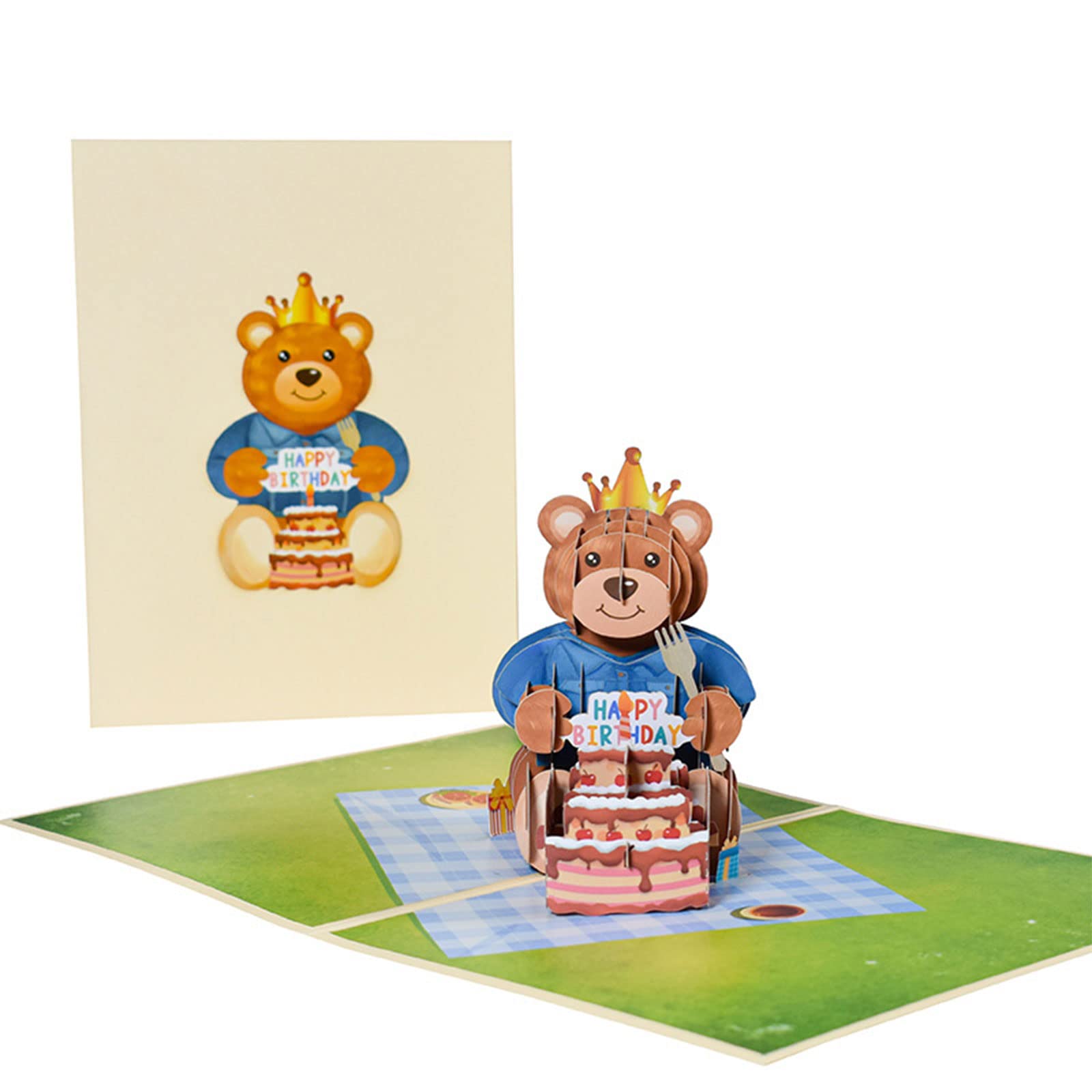 Kalttoy Girls Multicolor Happy Birthday Card For Kids Wife Husband 3D Bear For Greeting Cards Postcards Gifts With Envelope Decoratio Balloon Greeting Card