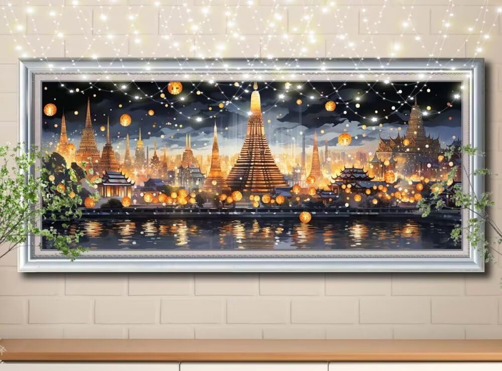 5D DIY Zestaw do malowania diamentowego Bangkok, krajobraz, diament, kryształowy ścieg krzyżykowy do dekoracji domu, pełny zestaw do malowania diamentowego, puzzle diamentowe rzemiosło dla dorosłych