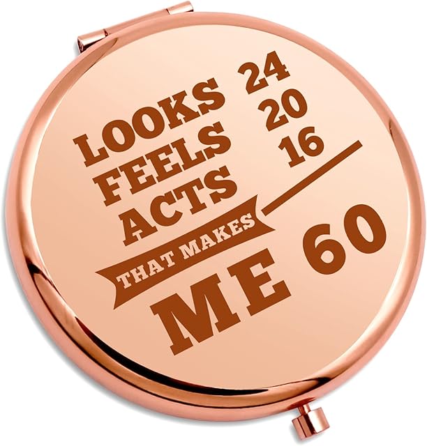Gevody 60th Birthday Gift for Women Grandma Travel Compact Mirror 60 Years Old Great Grandmother Mom Wife Sister Personal Makeup from Daughter Mothers Day