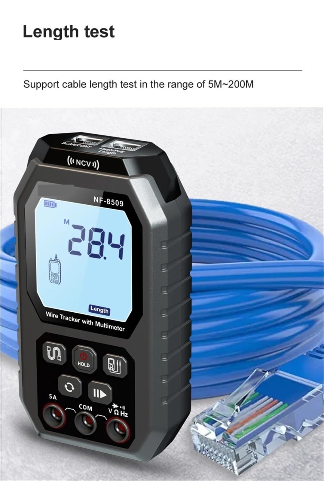 Nuovo tester for cavi di rete aggiornato for multimetro, resistenza alla corrente, test POE, NCV, LCD, Wire Tracke Prove di trasmissione