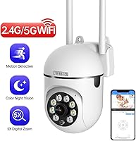 Vista 3 de EVERSECU Cámara de seguridad PTZ WiFi para exteriores 1080P, WiFi 5G, seguimiento de movimiento, audio de 2 vías, visión nocturna con foco, funciona