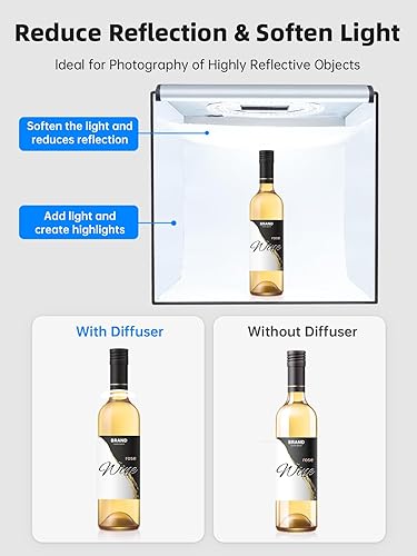 Miniatura 13 de Glendan Caja de luz fotográfica de 32 x 32 pulgadas, caja de luz grande para fotos con 3 paneles de luz, 792 cuentas LED, CRI >95, kit de tienda