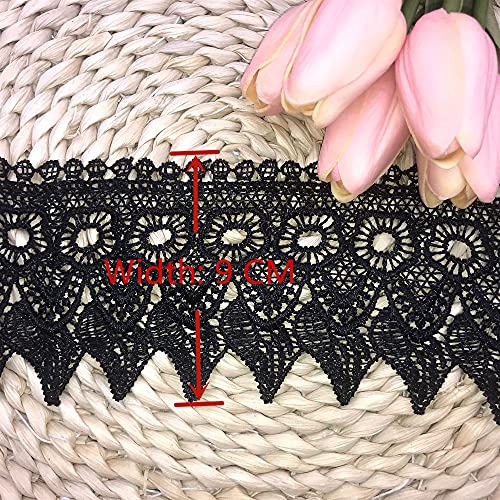 9Cm Width Europe Candle Pattern Inelastic Embroidery Lace Trim,Curtain Tablecloth Slipcover Bridal Diy Clothing/Accessories.(2 Yards In One Package) (Silver) #TOP1