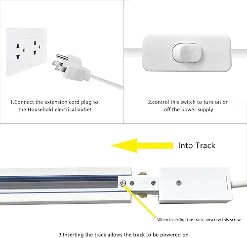 Miniatura 3 de H Track Lighting - Kit de cable de extremo vivo, 1 conector de extremo vivo de pista de 4.9 pies con enchufe de cable para sistema de iluminación de