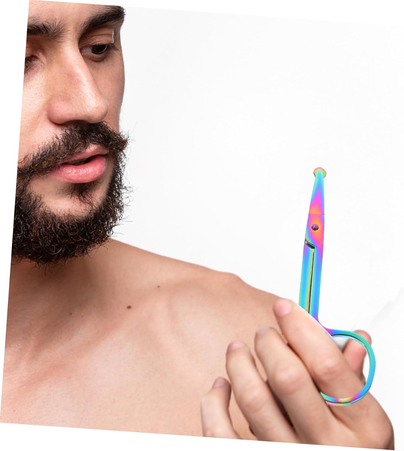 FOMIYES 2pcs Nose Hair Trimmer Eyebrow Scissors Rounded Tip Facial Hair Cutting Tool for Men and Women for Grooming Nose Eyebrows Beard
