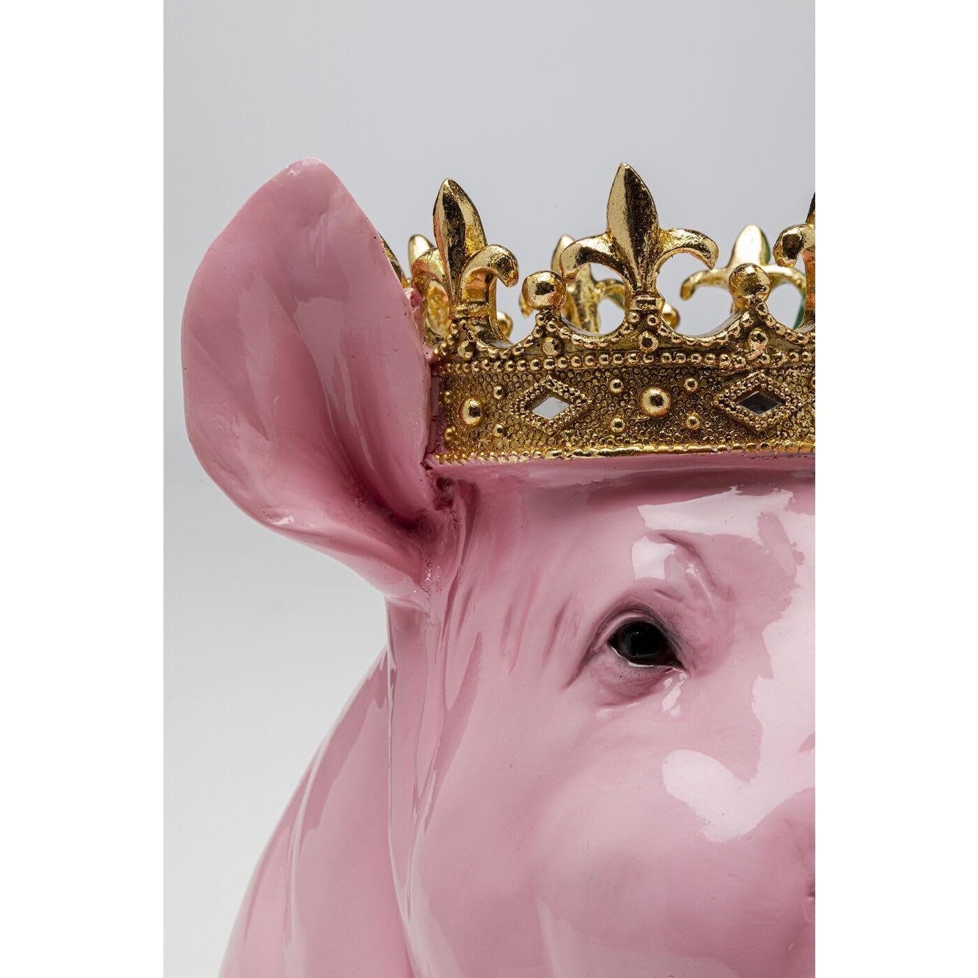 Kare Desihn Figurine Cochon couronné Vert/Rose Objet de décoration Cochon couronné Peint à la Main Unique 28 x 34 x 24 cm (H x l x P)