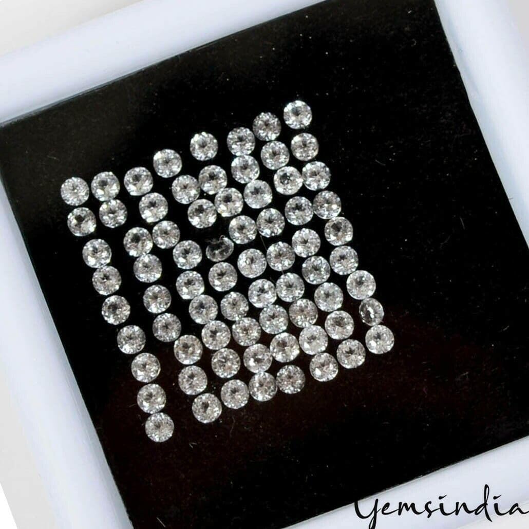 VVS 2 mm Round Faceted Natural White Topaz Loose Calibrated AAA Gemstones~72 Pieces image 2