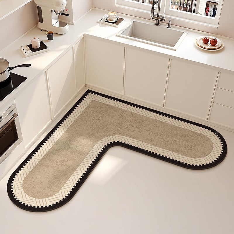 Tapis de cuisine antidérapant lavable en machine pour une sécurité en L