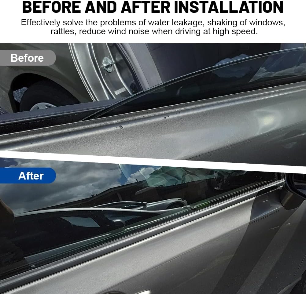 4PCS Weather Stripping,Window Trim for Lexus GX470 2003 2004 2005 2006 2007 2008 2009,Weatherstrip Seal for Toyota Land Cruiser Prado 120 Series 2003-2009,Door Outside Trim Seal Belt,Black