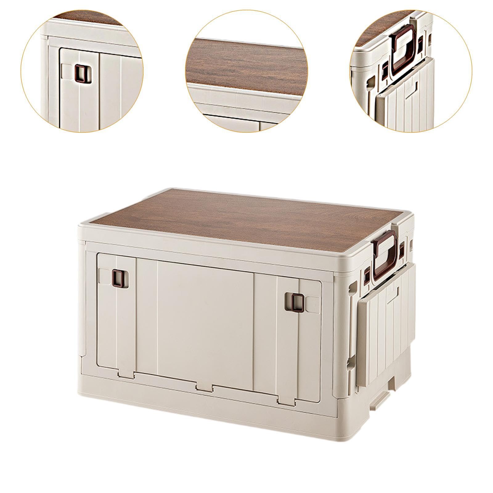 Camping Aufbewahrungsbox, Faltbare Camping Aufbewahrungsbox, Gepäckaufbewahrungsbox, Aufbewahrungsbox mit Deckel, T, Hellgrau