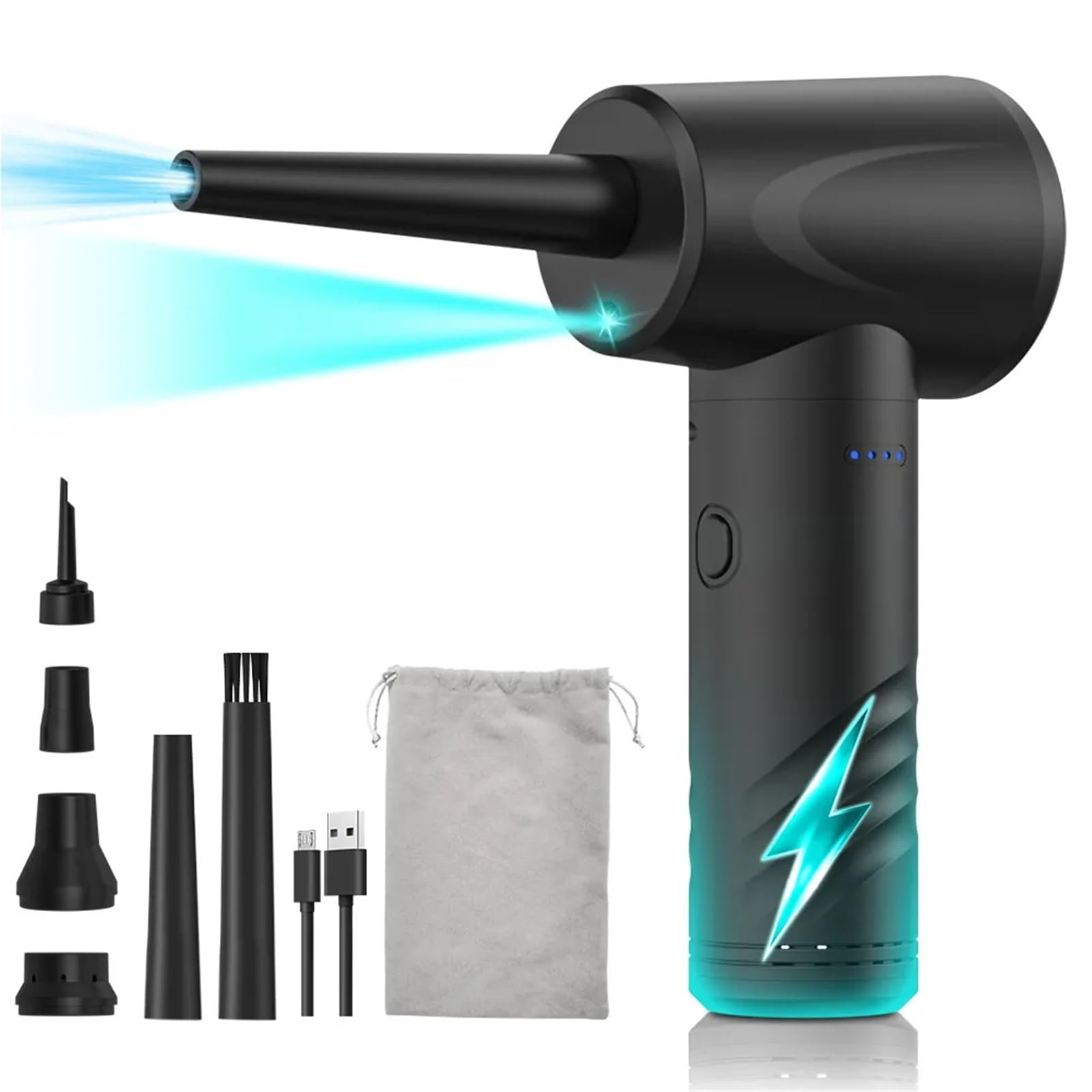 Compressed Air Duster, Blower with LED Light, 3-Gear to 100000RPM, Electric for PC/Keyboard Cleaner