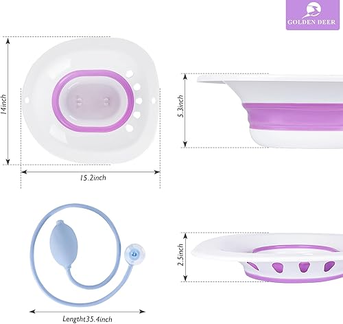 Miniatura 3 de Baño de asiento para hemorroides, baño de asiento para asiento de inodoro, descarga automática, cuidado posparto, kit de baño para mujeres