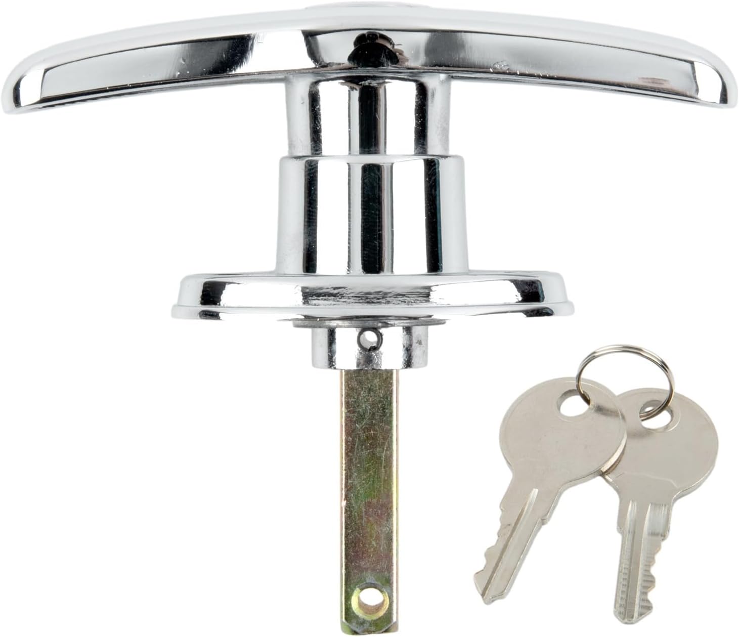 T-Handle Garage Door Lock Rear Fixed Keyed to Differ RV Shed Campervan Trailer, Silver Finish with 2 Keys, 3.6cm