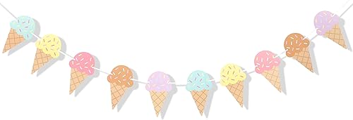 Cartel de helado de feliz cumpleaños, decoración de cumpleaños de verano, pancarta de primer cumpleaños, accesorios para la primera foto