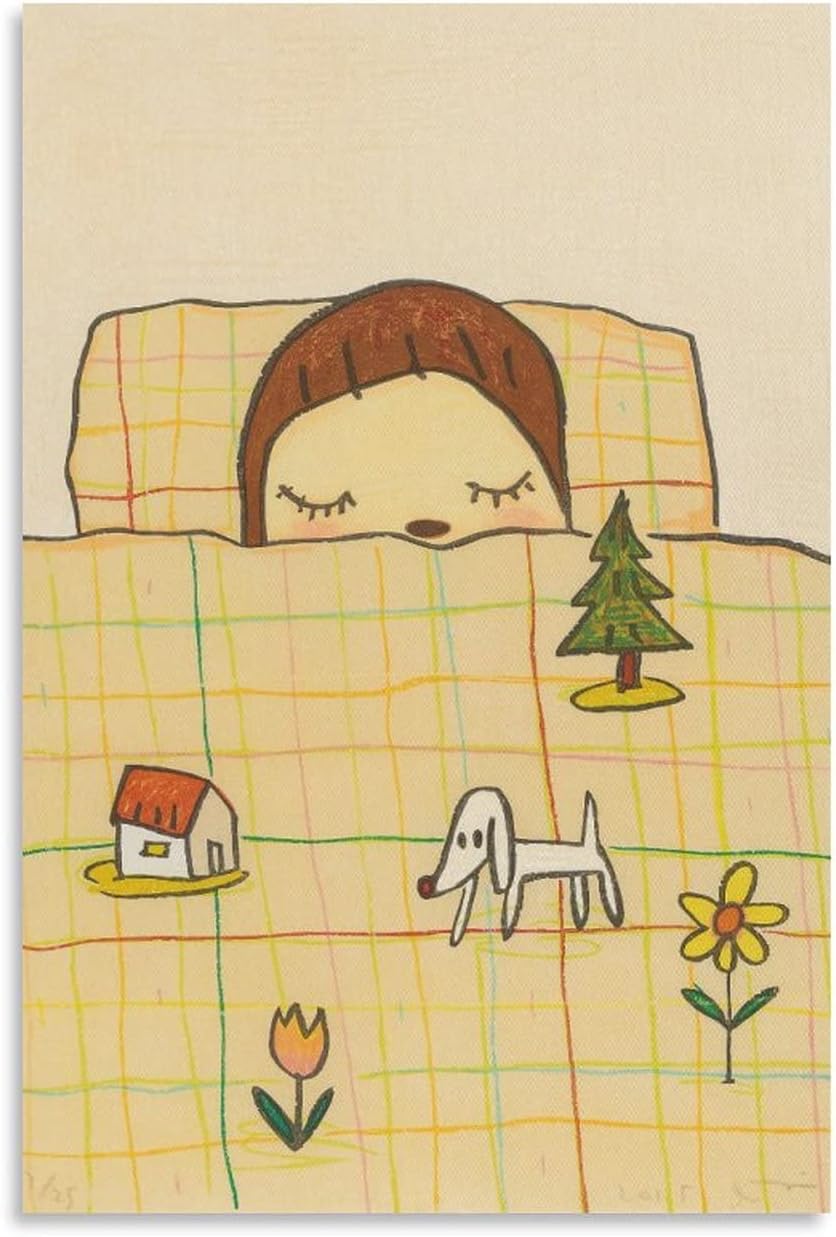 XINLIYoshitomo Nara Posters for Room Contracted Cartoon Classic Painting Canvas Art Poster And Wall Art Picture Print Modern Family Bedroom Decor Posters 16x24inch(40x60cm)
