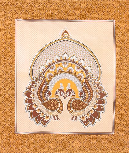 Image of JAIPUR PRINTS 100% Cotton Bedsheet for Double Size Bed Rajasthani Jaipuri Printed with 2 Pillow Covers 90x100 inch 235x215 cm Yellow 3 Pieces