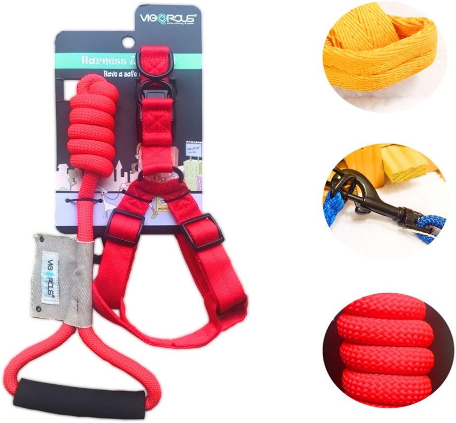 Vigorous Dog Leash Harness Set, Premium Quality, Durable & Adjustable Heavy Duty