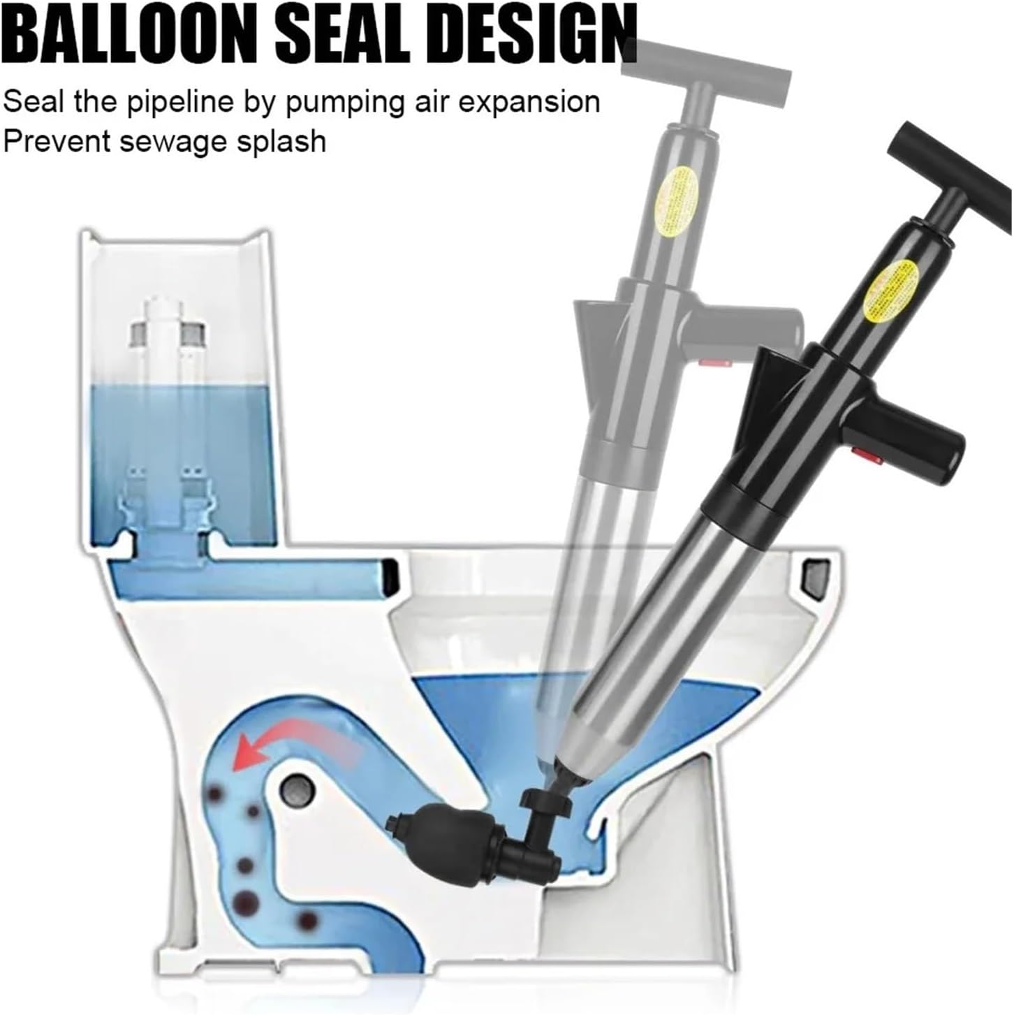 Toilet Unclogger Can Instantly Clear The Sewer Block The Toilet and Create A Universal Kitchen Floors Drain with Air Pressure(Blue)