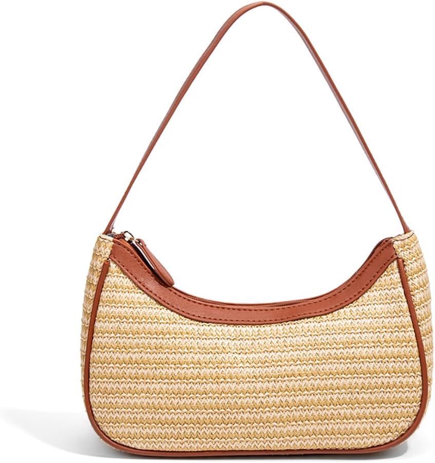 Dreubea Womens Woven Underarm Bag Lightweight Straw Purse Crossbody Top-Handle Bag