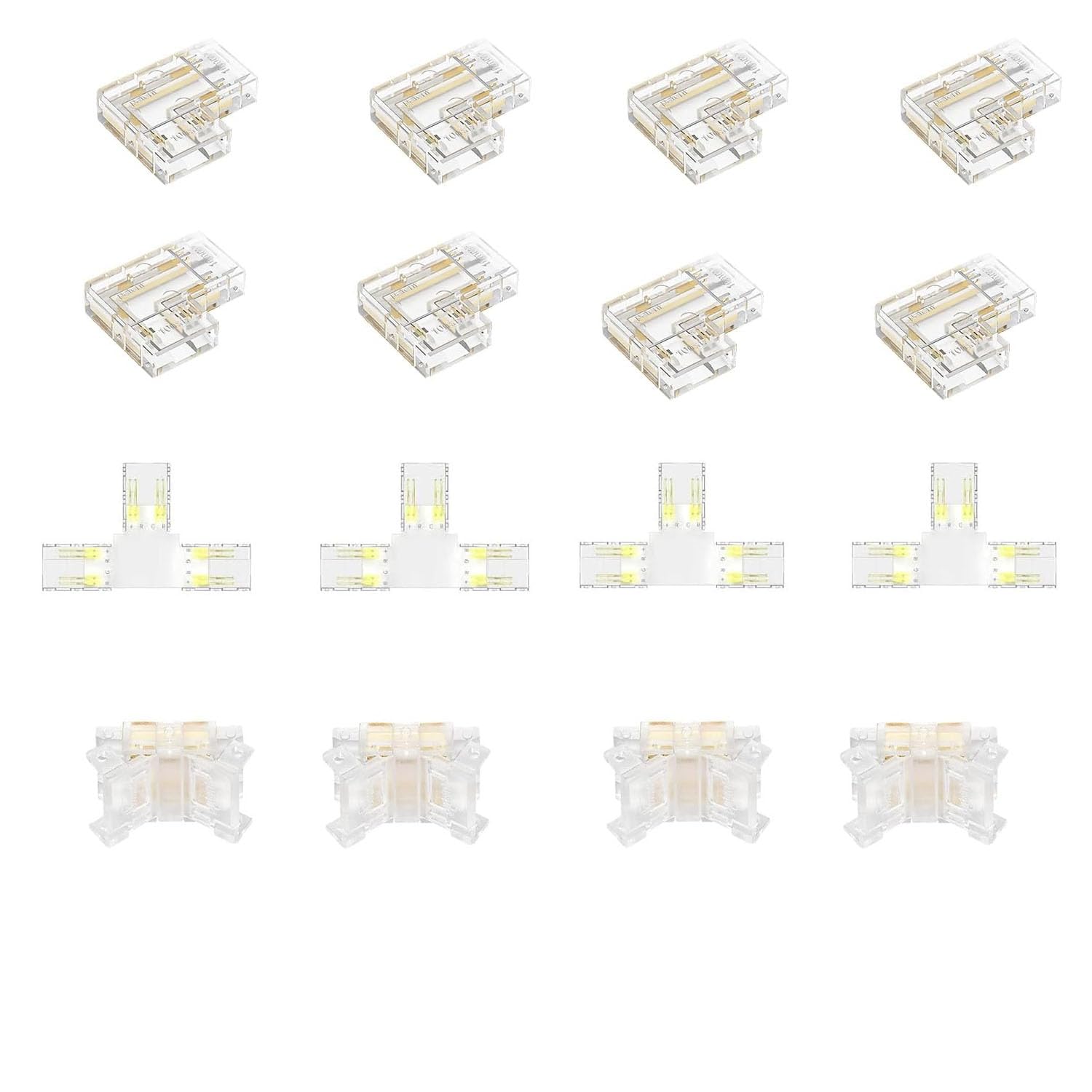 Amefil 16 sztuk COB 4PIN10MMRGB zestaw łączników narożnych, złącze narożne, złącze LED T-L, narożnik RGB Light 10 mm