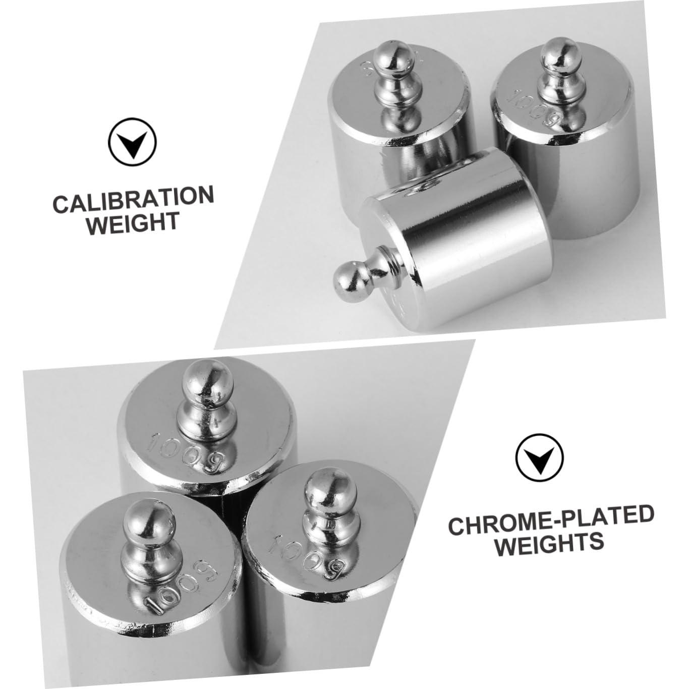 Pesas de Calibración de Acero Cromado Plata, Juego de 3 Piezas para Calibrar Básculas Electrónicas Pinzas Antióxido, Instrumento Educativo de Precisión