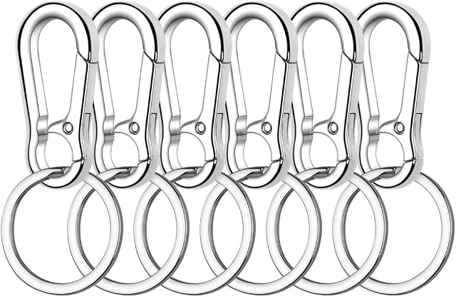 6 PCS Metal Carabiner Clip Keyring Keychain Sturdy Lobster Clasps Key Chain Key Ring for Car Key Men Women
