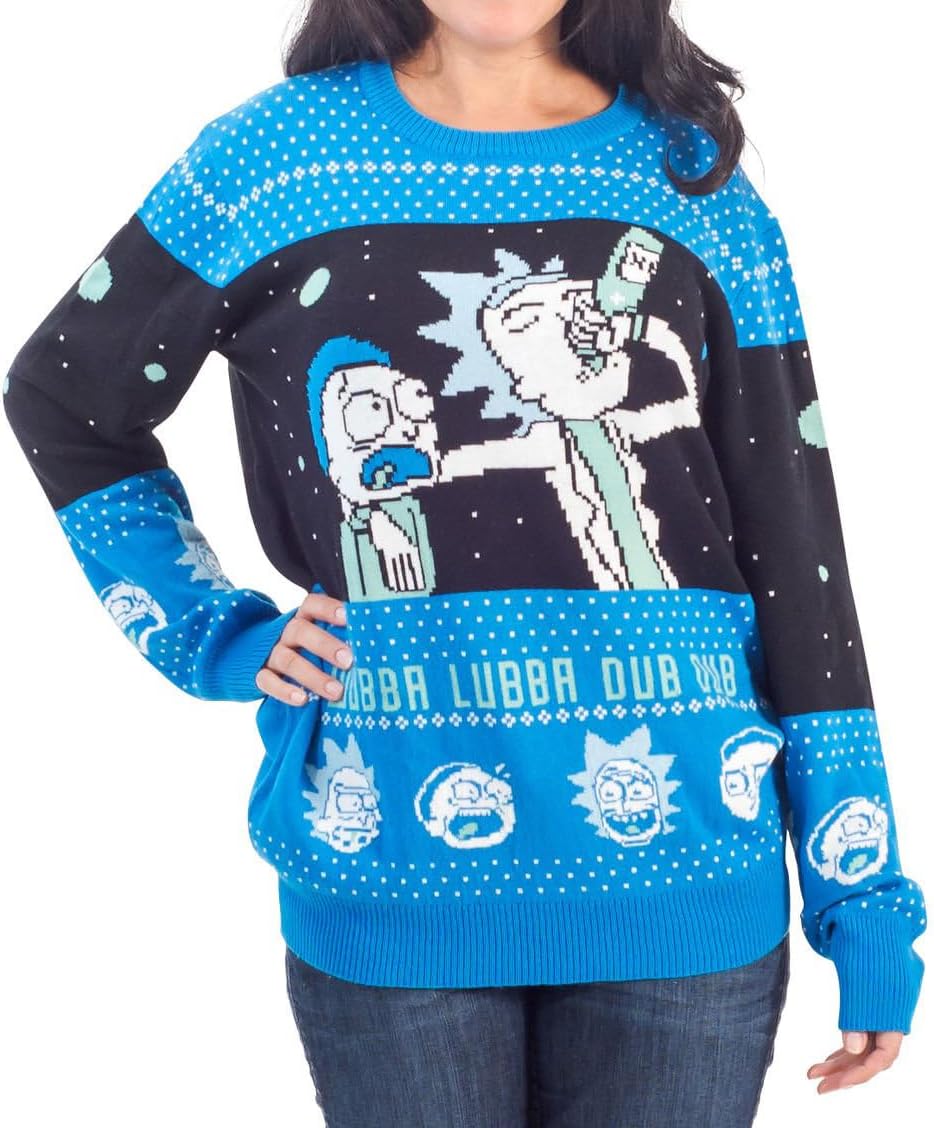 Ripple Junction Rick and Morty Wubba Lubba Spaceship Christmas Sweater