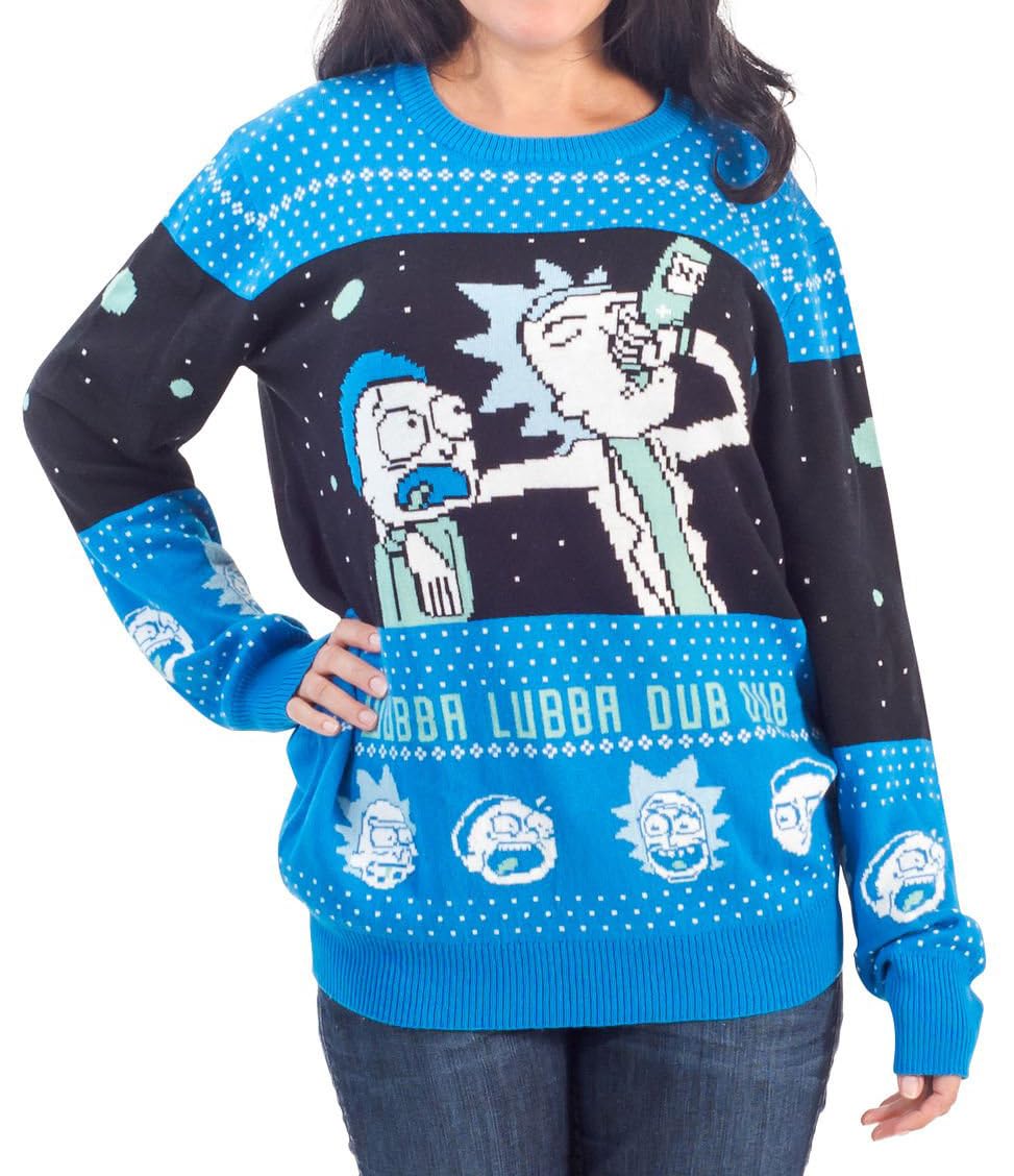 Ripple Junction Rick and Morty Wubba Lubba Spaceship Christmas Sweater