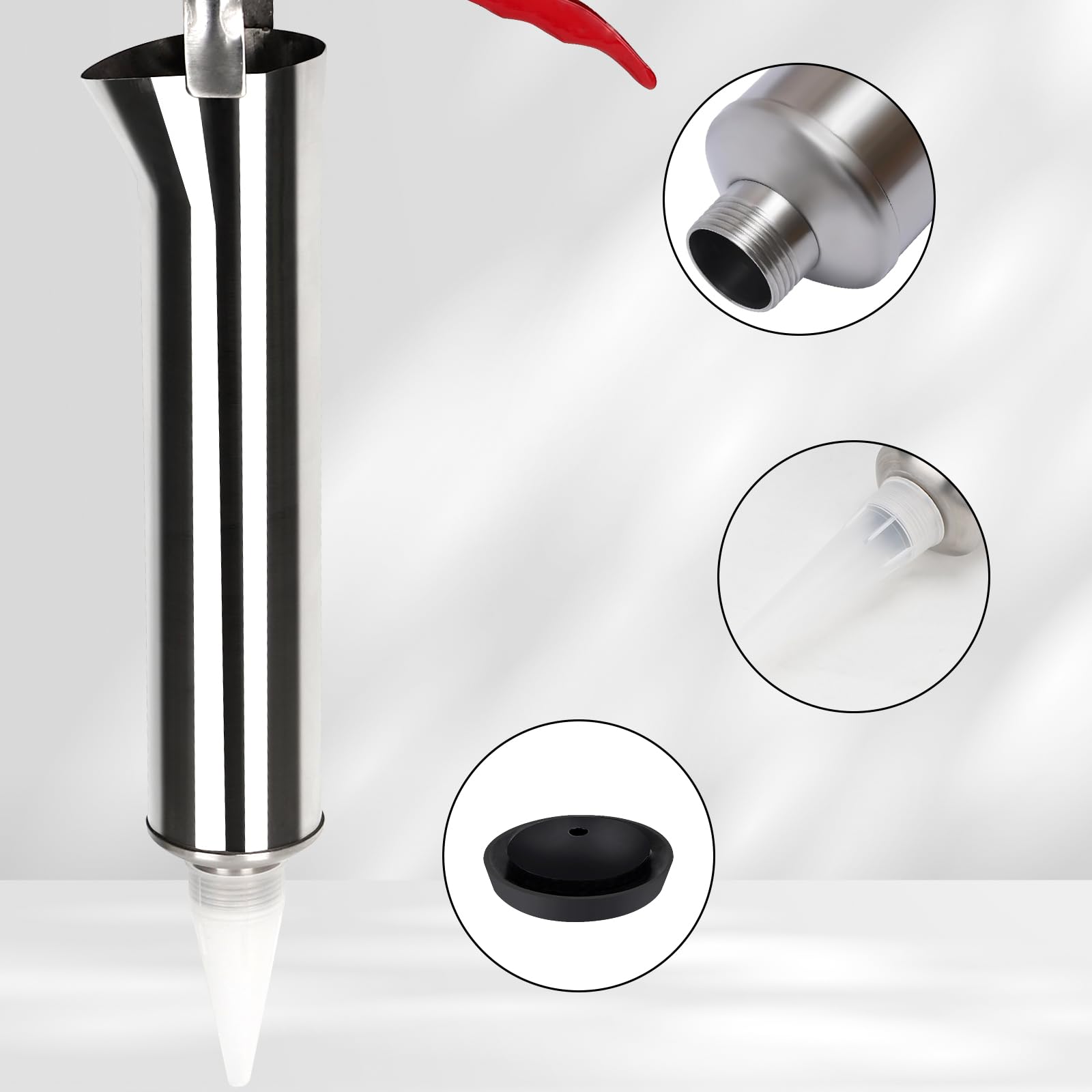 EXLECO Pistola per Malta in Acciaio Inox Professionale Pistola per Stucco Ugelli Cemento Pressa per Pistola Pompa Stuccatura per Calafataggio Siringa per Malta Pompa per Malta con Accessori