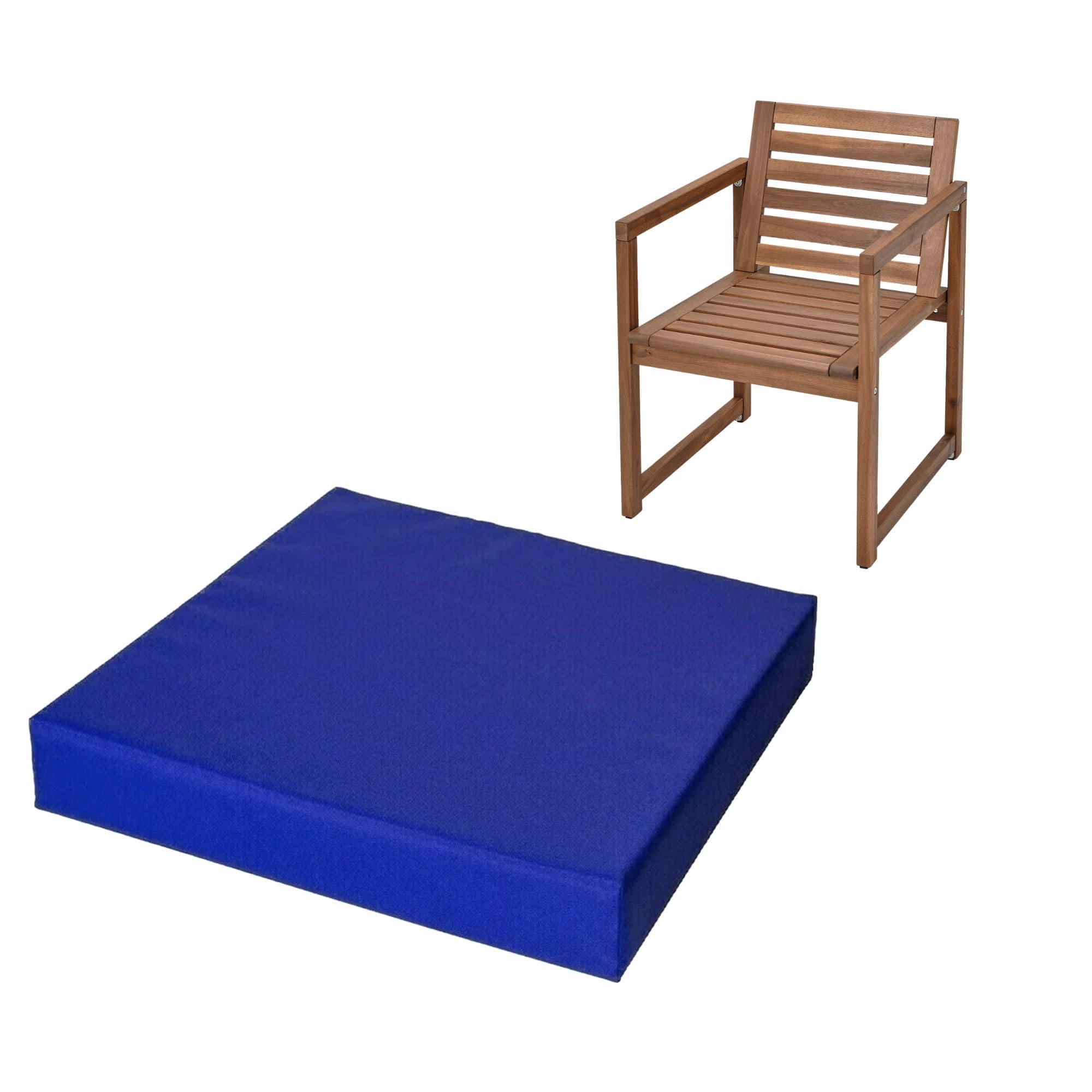 FIVE MOONS 4cm Thick Waterproof Chair Cushion Seat Foam Pad For Kitchen Dining Living Room & Garden Patio Rattan Furniture Removable Zipped Cover (Royal Blue, 14" x 14" (36 x 36 cm))