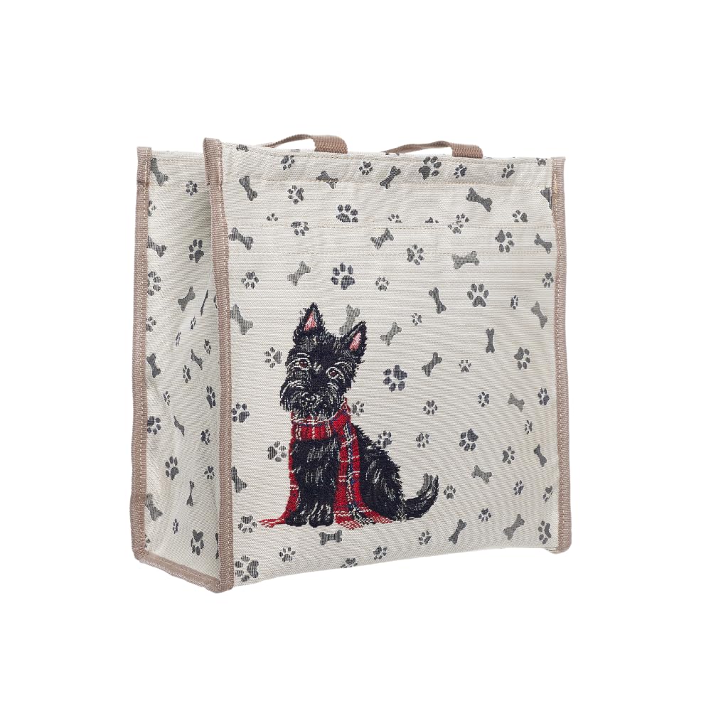 Signare Shopping Tote Bag with Zip, Bottle & Side Pockets, Scottie Dog — image 1