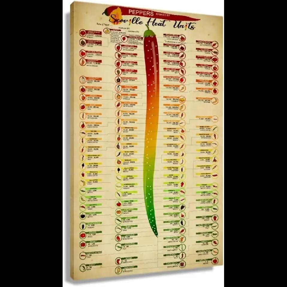 Impression sur toile echelle de Scoville tableau piment cadre interieur