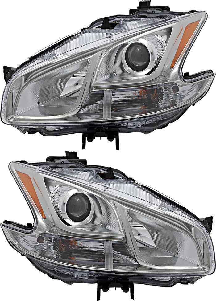 For Nissan Maxima Headlights Lamps Set 2009 2010 2011 2012 2013 2014 Halogen Driver and Passenger Side
