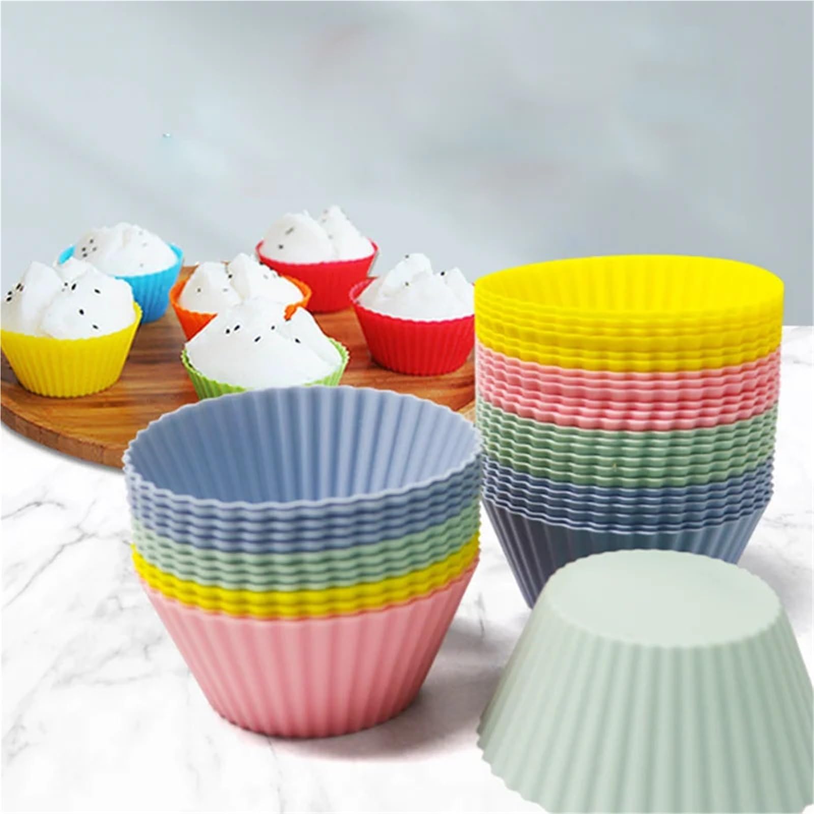 Stampi per muffin in silicone, riutilizzabili, 24 pezzi