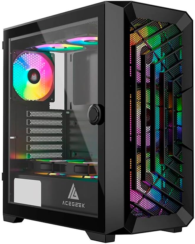 Imagem do produto Gabinete Gamer Acegeek Striker A411 Mesh, Mid-Tower, Lateral de Vidro, Preto, AG-STRIKER-A411-BK em Amazon