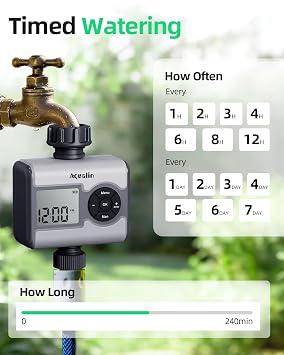 Water Hose Timer for Garden Tap Brass Inlet LCD Automatic Irrigation System | Programmable Hose Timer with 3 Modes, Delay & Rain Sensor Compatible