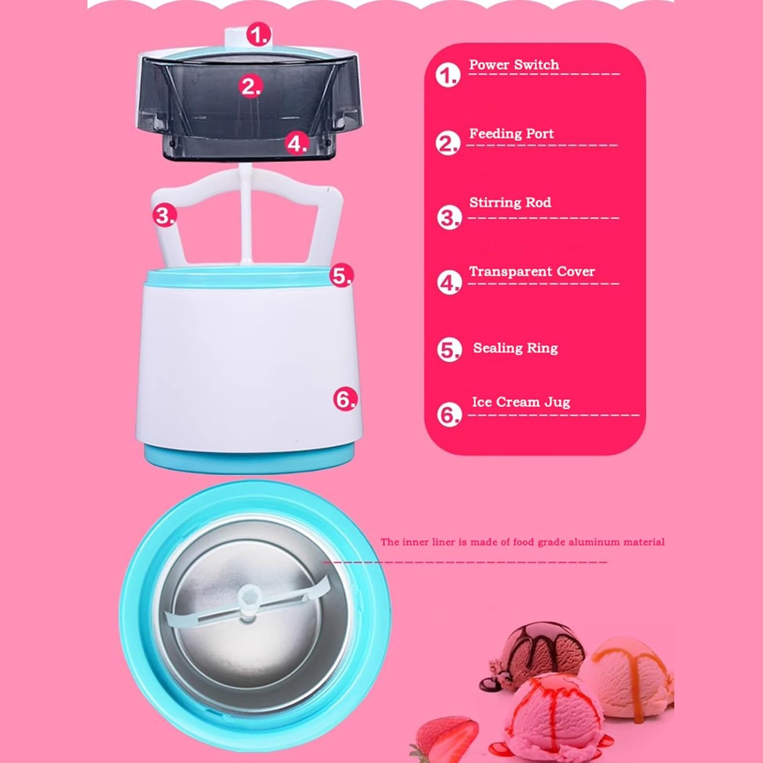 Ice Cream Maker Ice Cream Machine Household Small Fully Automatic Ice Cream Machine Homemade Ice Cream Maker Fresh Fruit Ice Cream Machine Ice Cream Machine