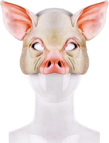 Miniatura 2 de Soochat Máscara de cerdo de Halloween, máscara de cabeza de cerdo, máscara de cerdo de media cara para Halloween, festival, fiesta de máscaras,