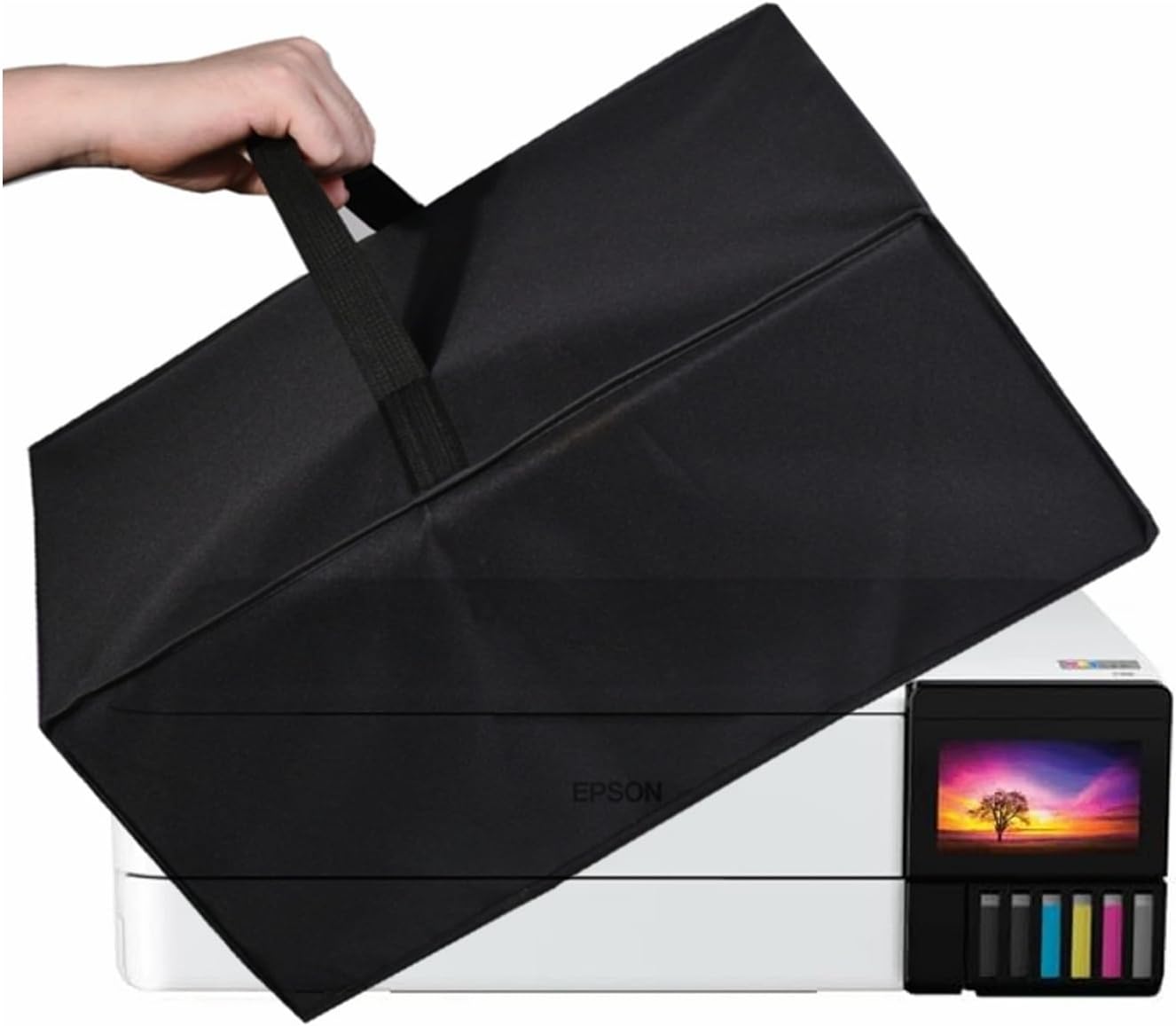 Heavy Duty Waterproof Double Layers Printer Dust Cover for Epson Photo ET-8550 Wireless Wide-Format All-in-One Supertank Printer (Black)